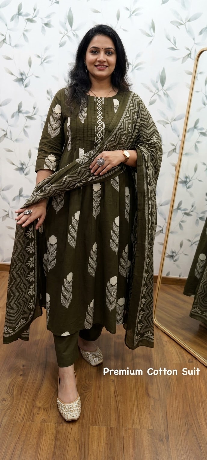 রেডিমেড থ্রি পিস [Olive]